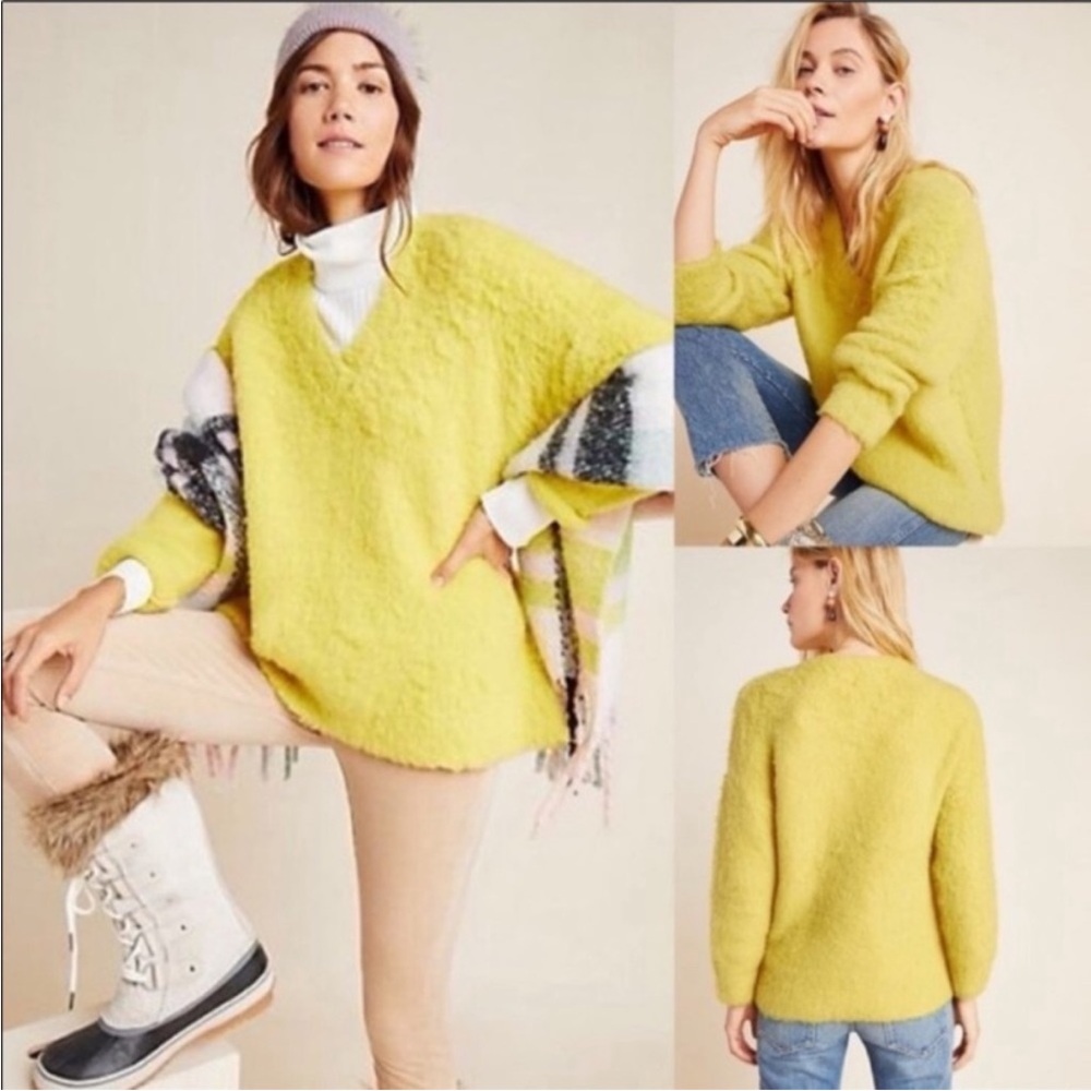 NWOT Anthropologie Simone V-neck Marino Wool Alpaca Blend Sweater‎